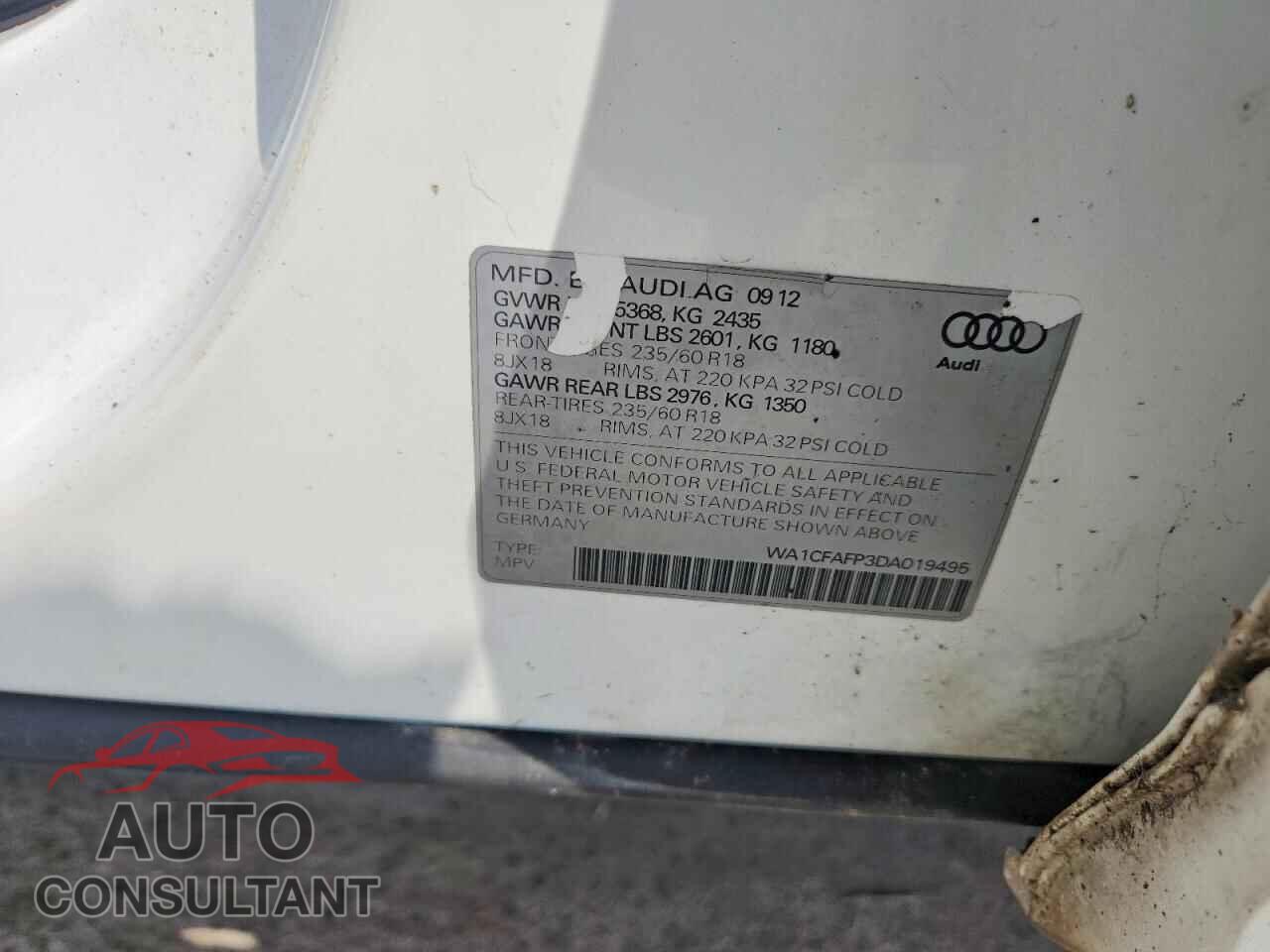 AUDI Q5 2013 - WA1CFAFP3DA019495