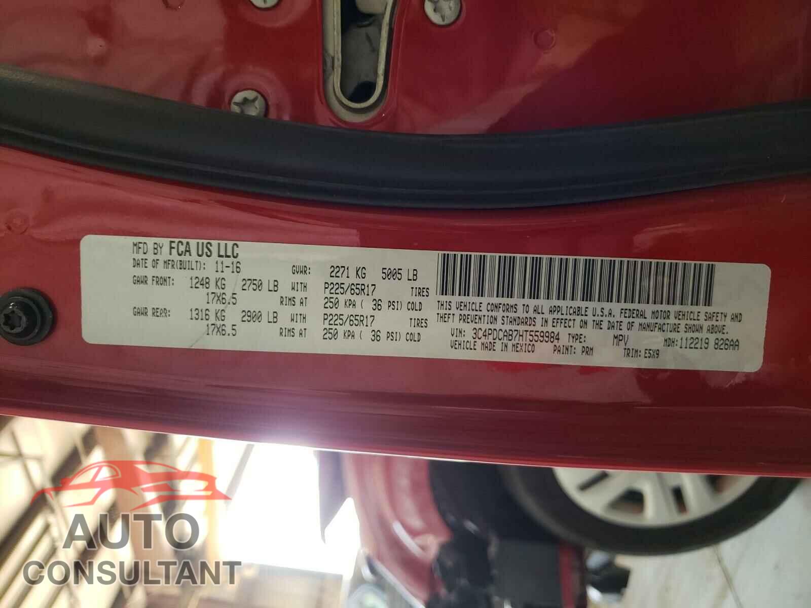 DODGE JOURNEY 2017 - 3C4PDCAB7HT559984