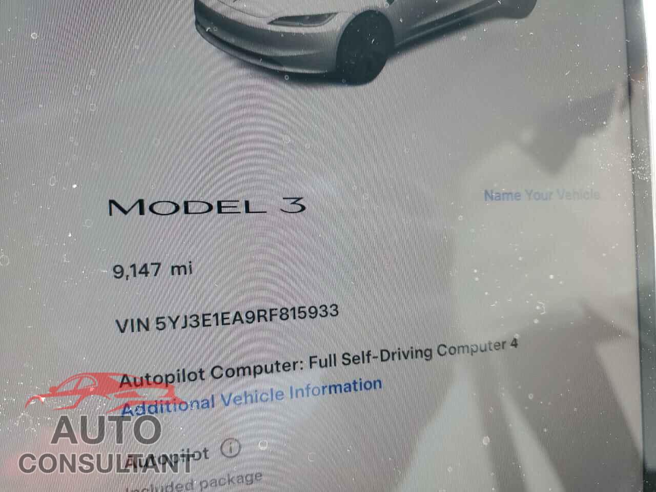 TESLA MODEL 3 2024 - 5YJ3E1EA9RF815933