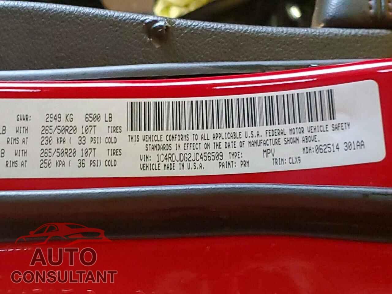 DODGE DURANGO 2018 - 1C4RDJDG2JC456509