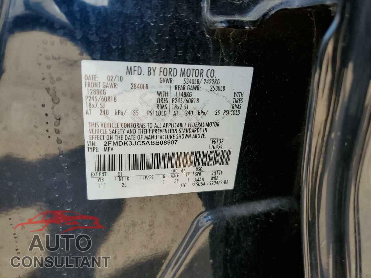 FORD EDGE 2010 - 2FMDK3JC5ABB08907