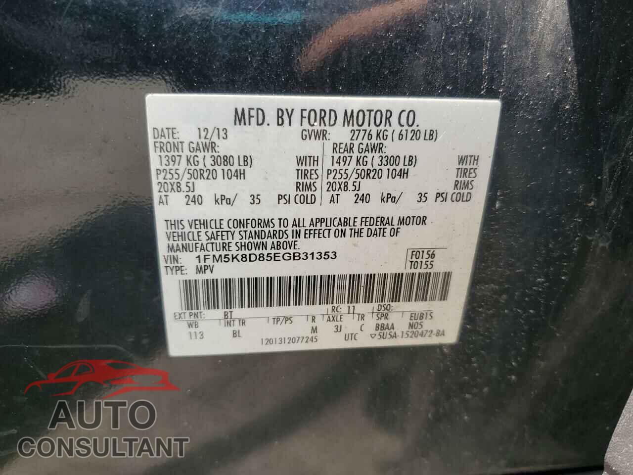 FORD EXPLORER 2014 - 1FM5K8D85EGB31353