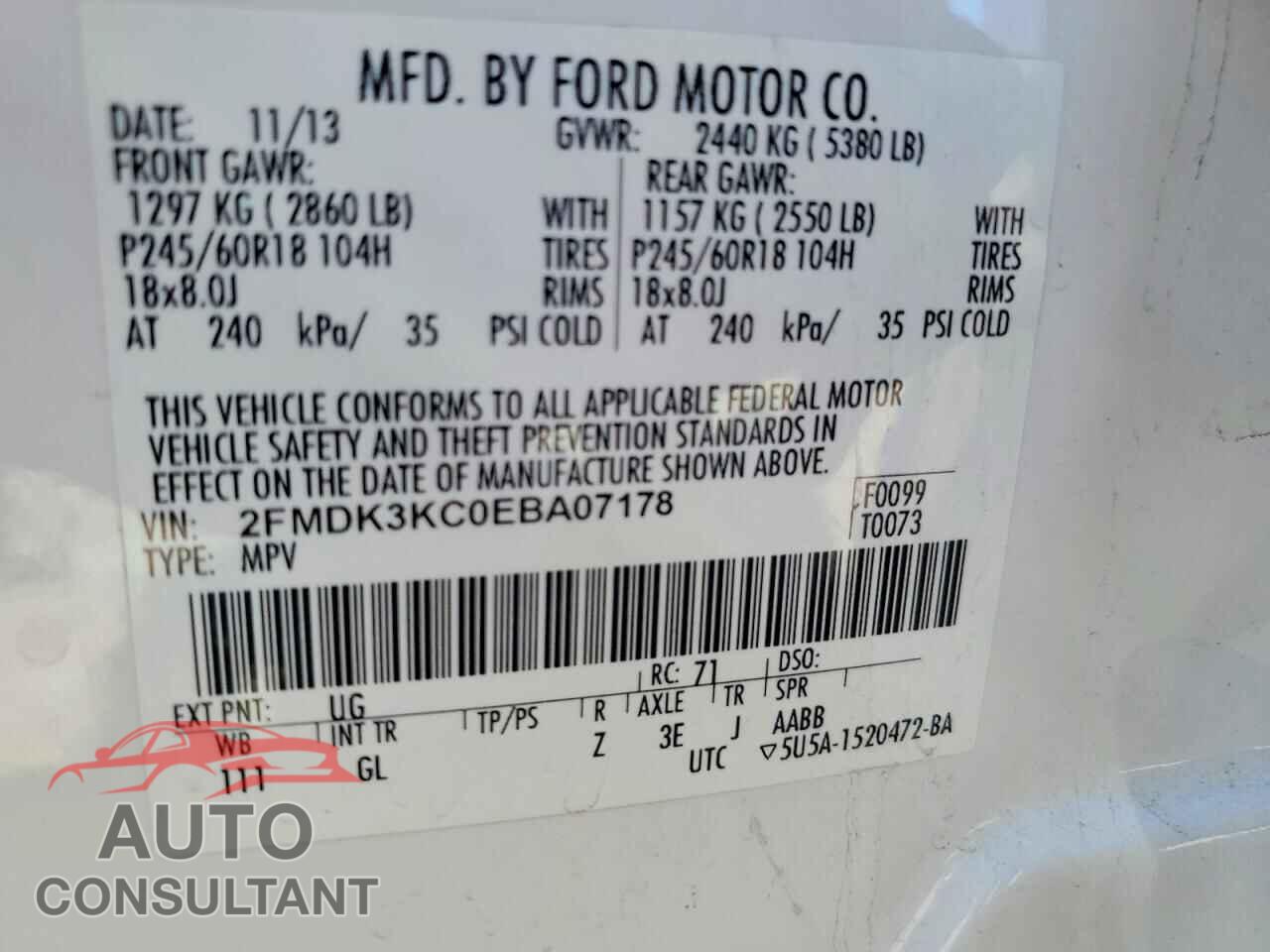 FORD EDGE 2014 - 2FMDK3KC0EBA07178