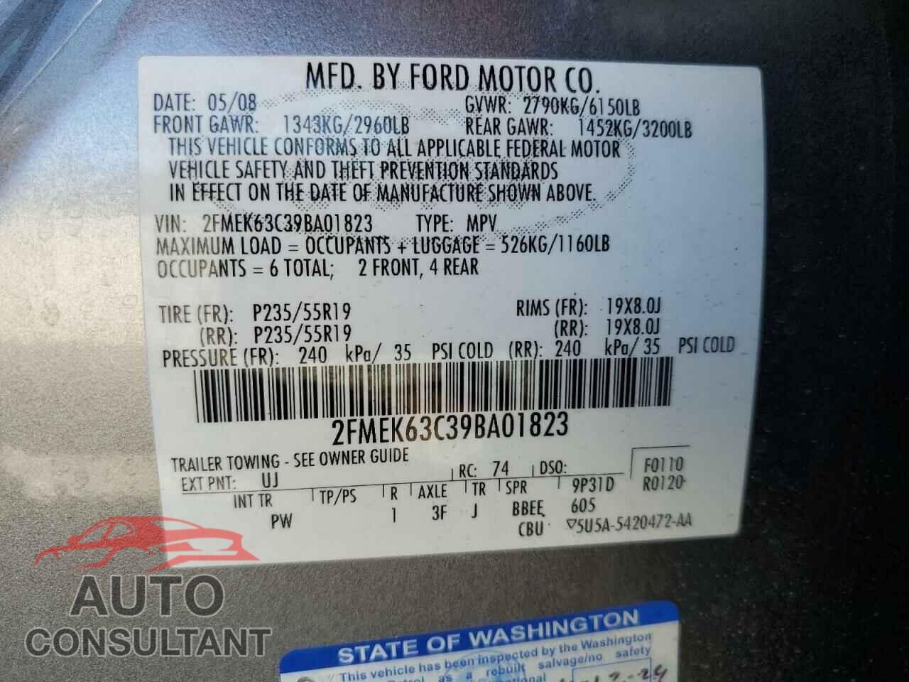 FORD FLEX 2009 - 2FMEK63C39BA01823