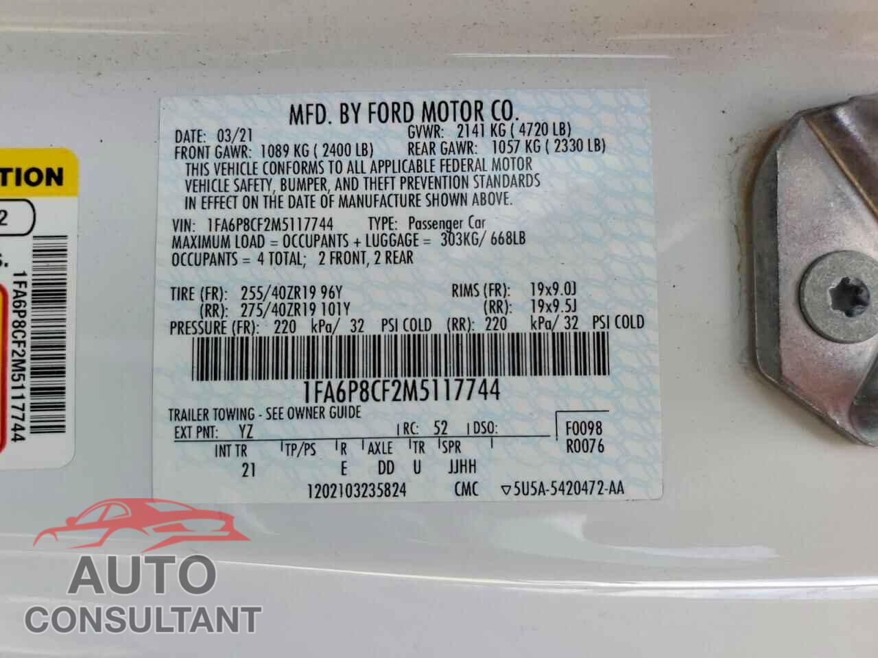 FORD MUSTANG 2021 - 1FA6P8CF2M5117744