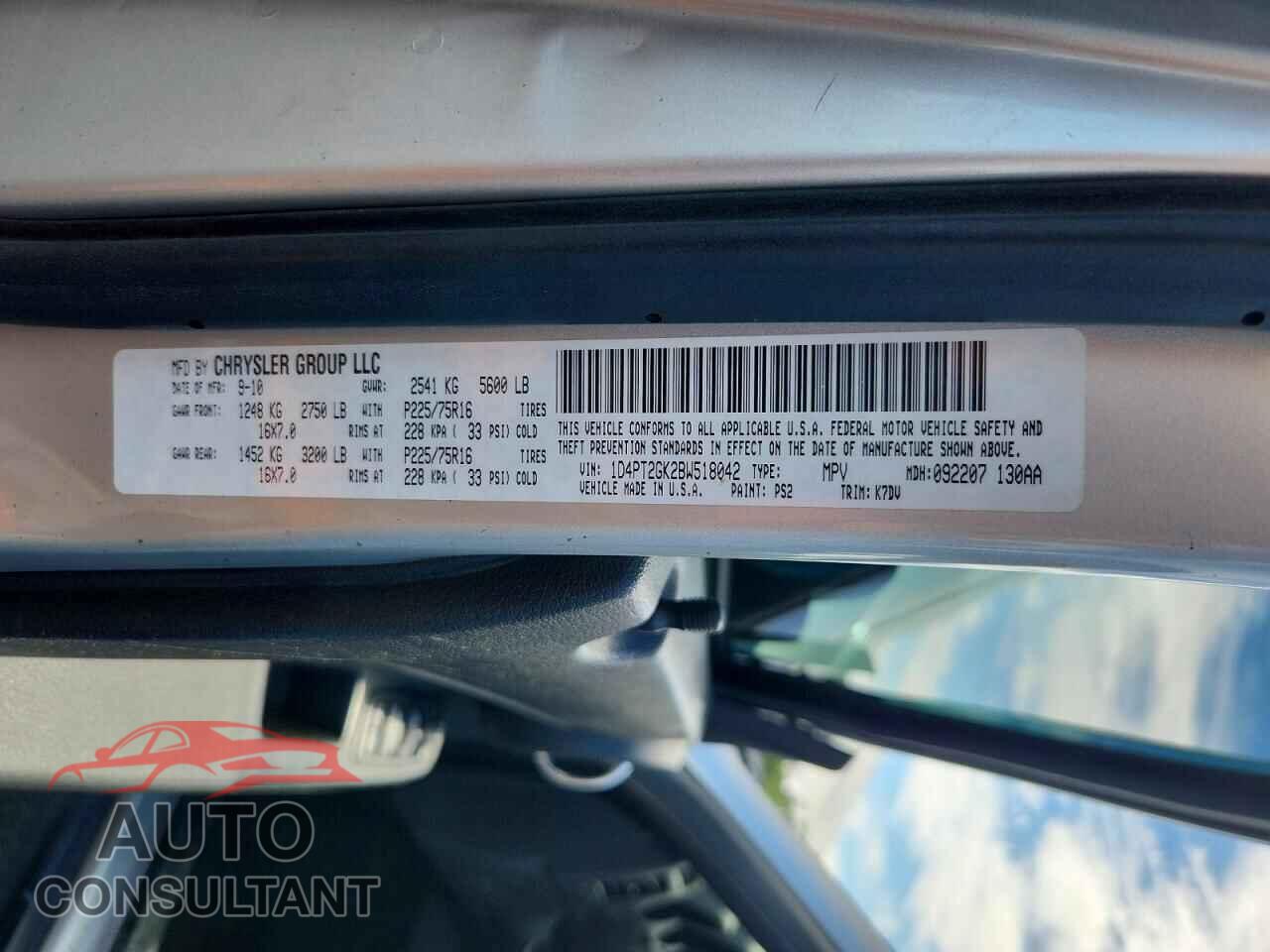 DODGE NITRO 2011 - 1D4PT2GK2BW518042