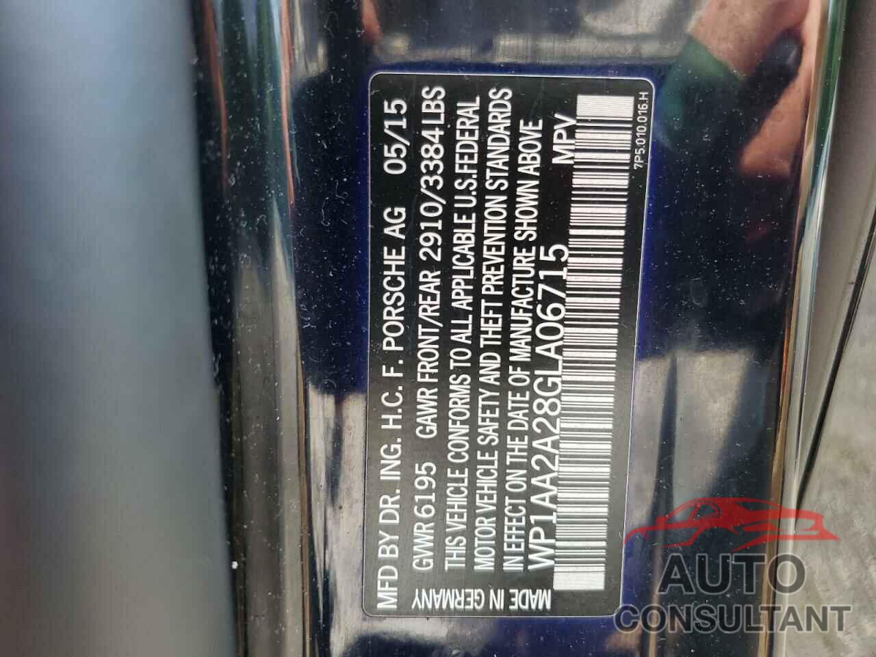 PORSCHE CAYENNE 2016 - WP1AA2A28GLA06715