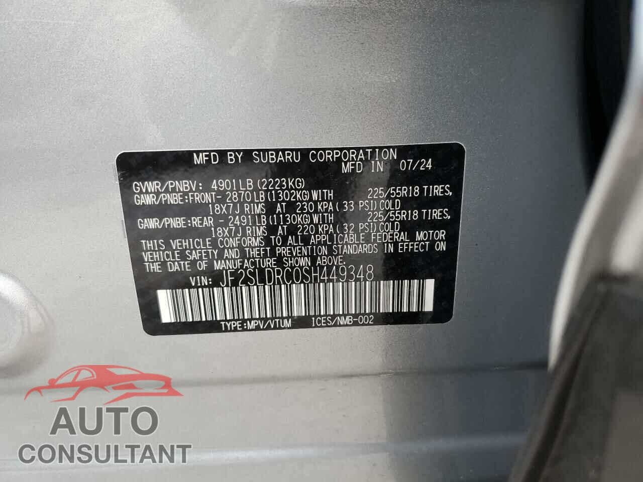 SUBARU FORESTER 2025 - JF2SLDRC0SH449348