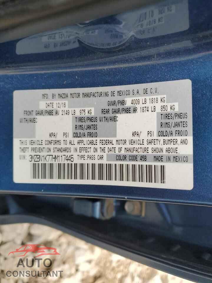 MAZDA 3 2017 - 3MZBN1K77HM117445