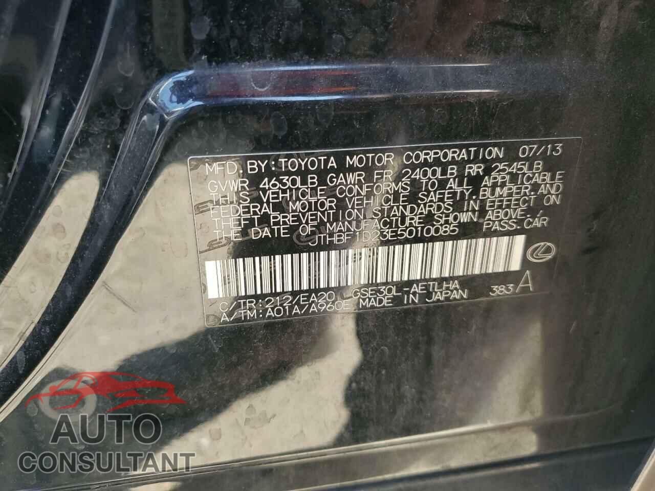 LEXUS IS 2014 - JTHBF1D23E5010085