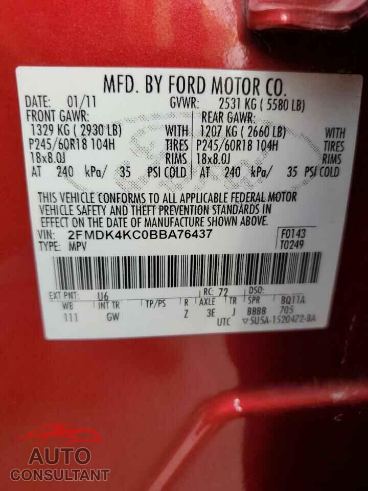 FORD EDGE 2011 - 2FMDK4KC0BBA76437