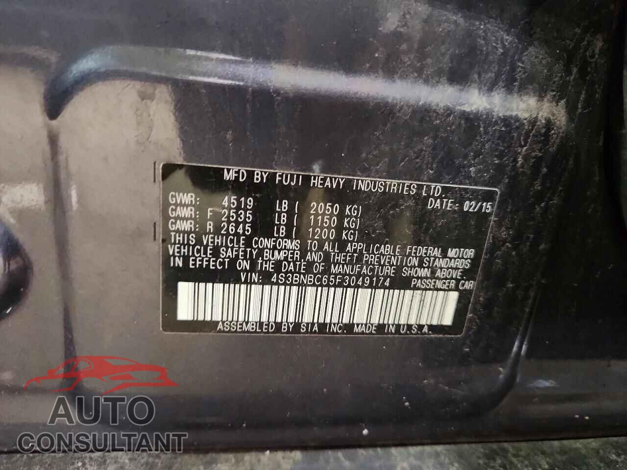 SUBARU LEGACY 2015 - 4S3BNBC65F3049174