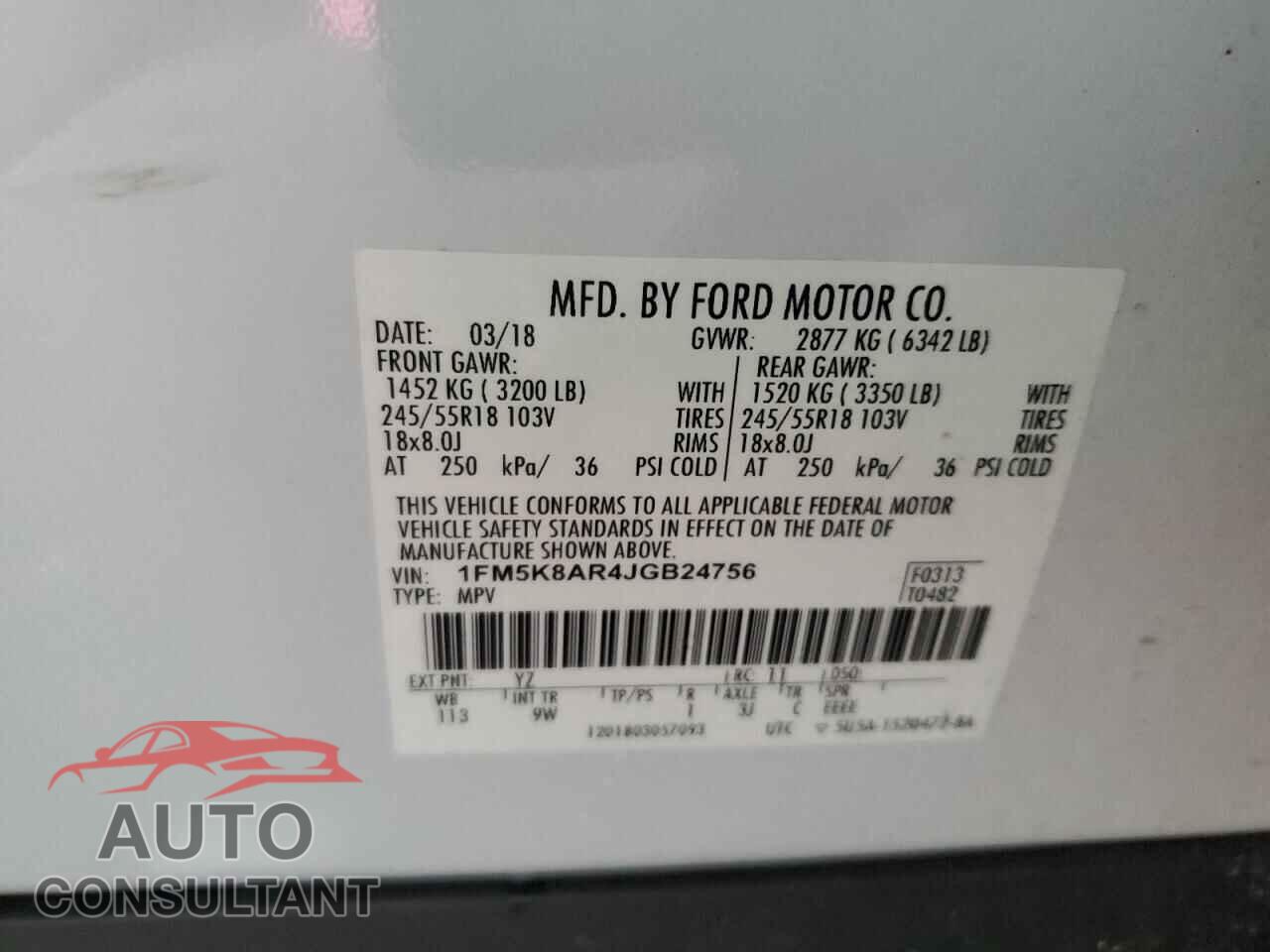 FORD EXPLORER 2018 - 1FM5K8AR4JGB24756