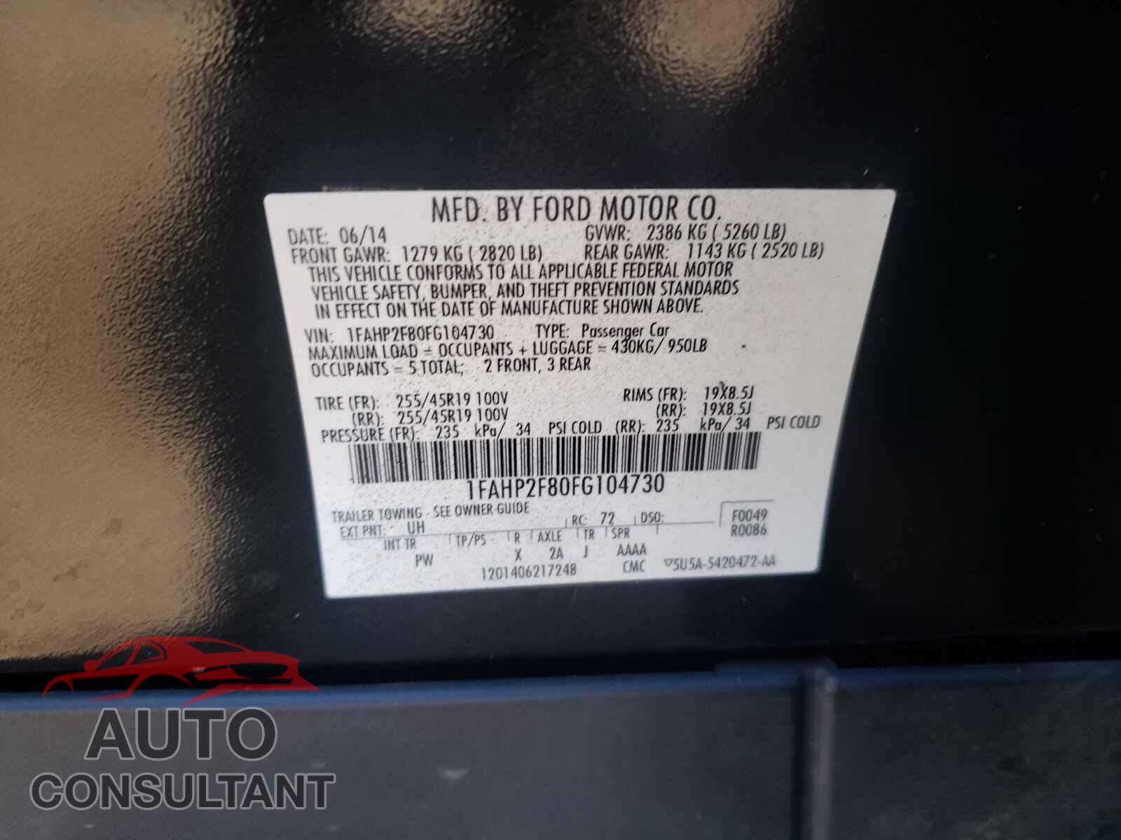 FORD TAURUS 2016 - 1FAHP2F80FG104730