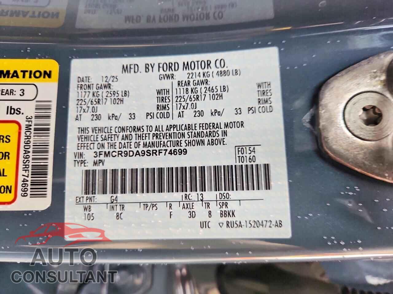 FORD BRONCO 2025 - 3FMCR9DA9SRF74699