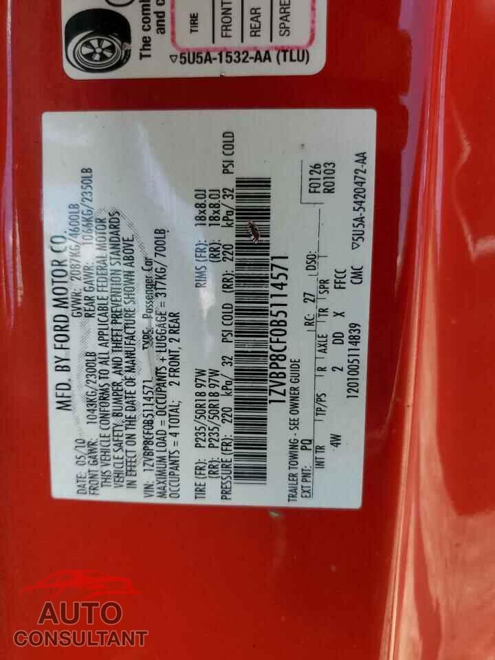 FORD MUSTANG 2011 - 1ZVBP8CF0B5114571