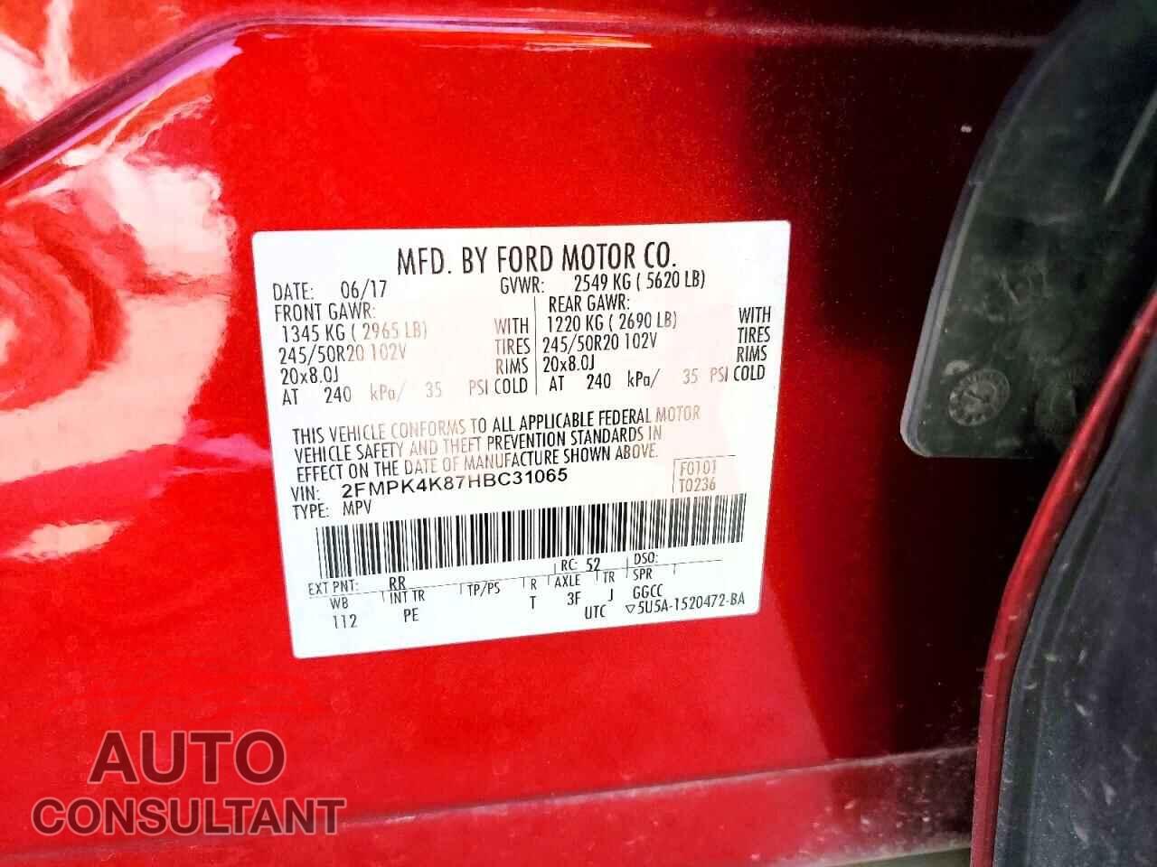 FORD EDGE 2017 - 2FMPK4K87HBC31065