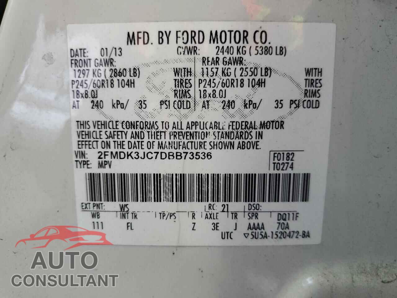FORD EDGE 2013 - 2FMDK3JC7DBB73536