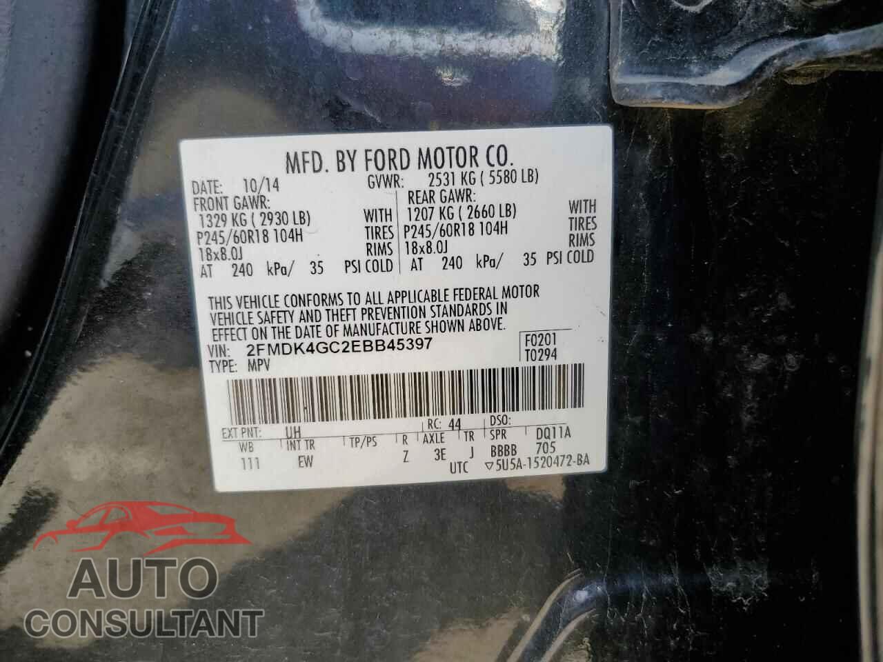 FORD EDGE 2014 - 2FMDK4GC2EBB45397