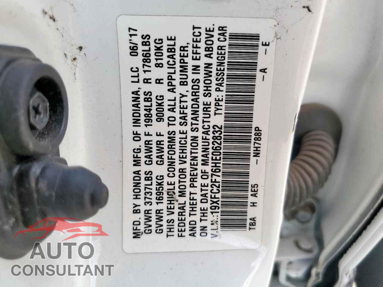 HONDA CIVIC 2017 - 19XFC2F76HE062832