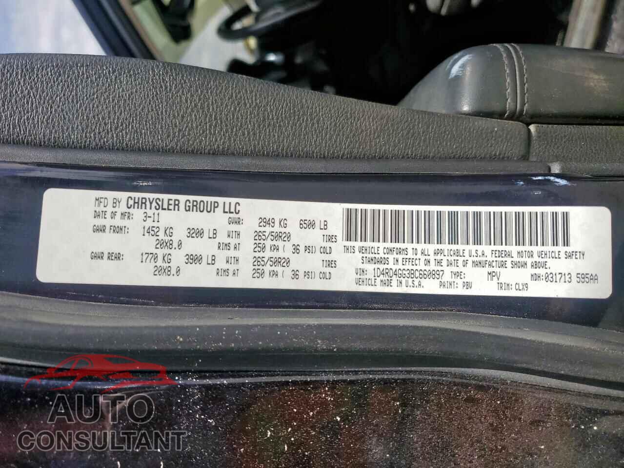 DODGE DURANGO 2011 - 1D4RD4GG3BC660897
