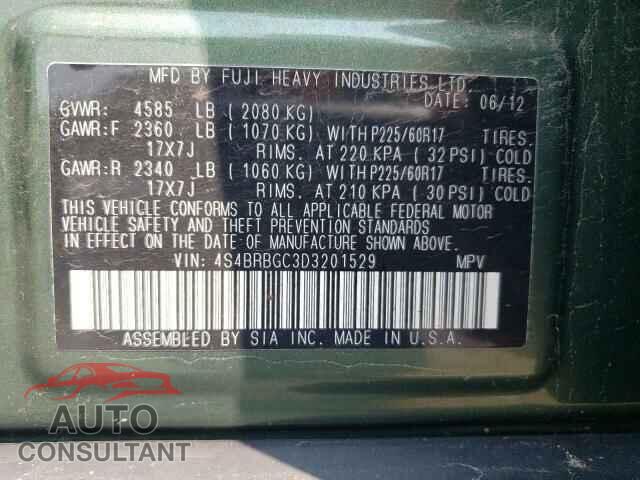 SUBARU OUTBACK 2013 - 4S4BRBGC3D3201529
