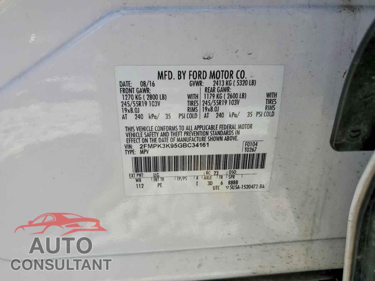 FORD EDGE 2016 - 2FMPK3K95GBC34161