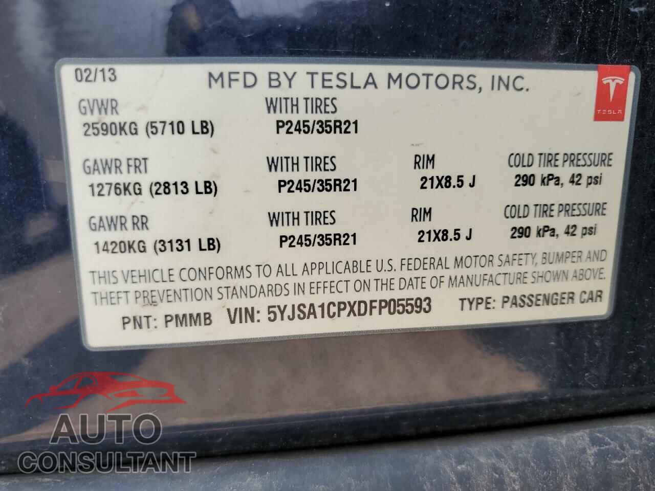 TESLA MODEL S 2013 - 5YJSA1CPXDFP05593