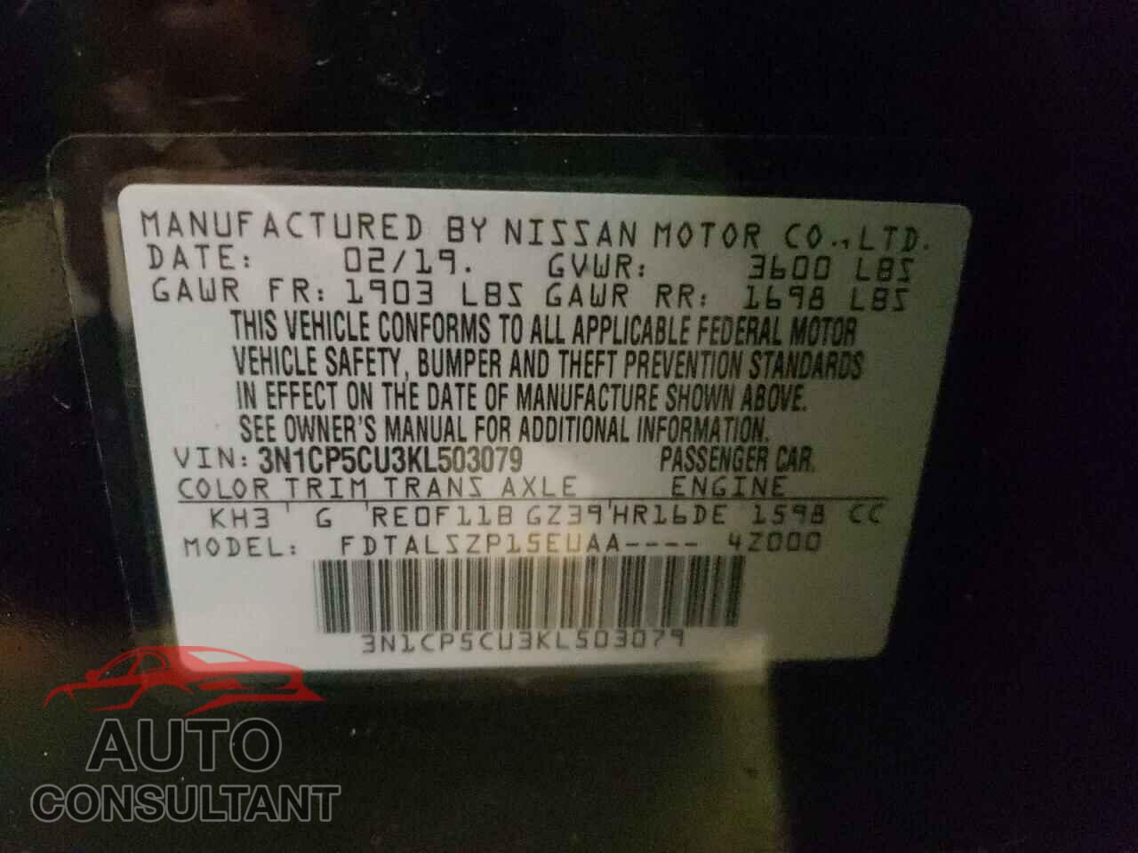 NISSAN KICKS 2019 - 3N1CP5CU3KL503079