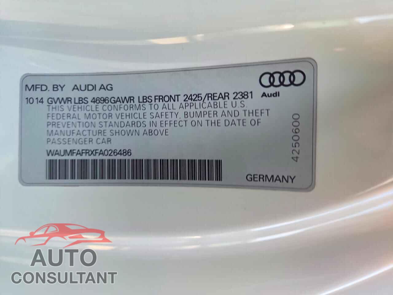 AUDI A5 2015 - WAUMFAFRXFA026486