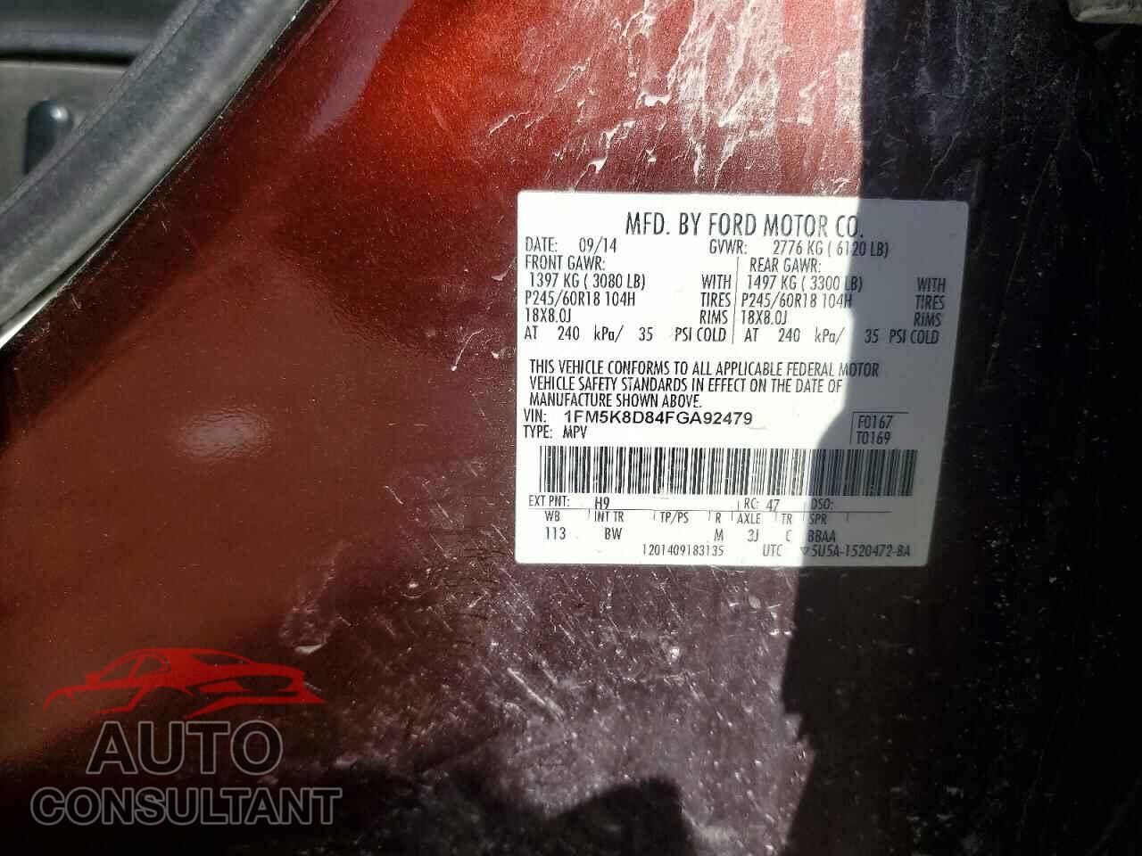 FORD EXPLORER 2015 - 1FM5K8D84FGA92479