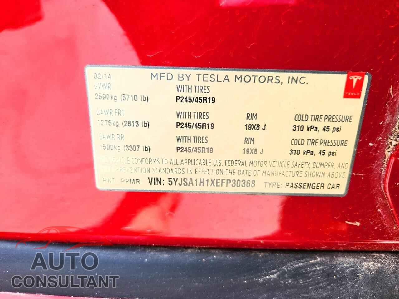 TESLA MODEL S 2014 - 5YJSA1H1XEFP30368