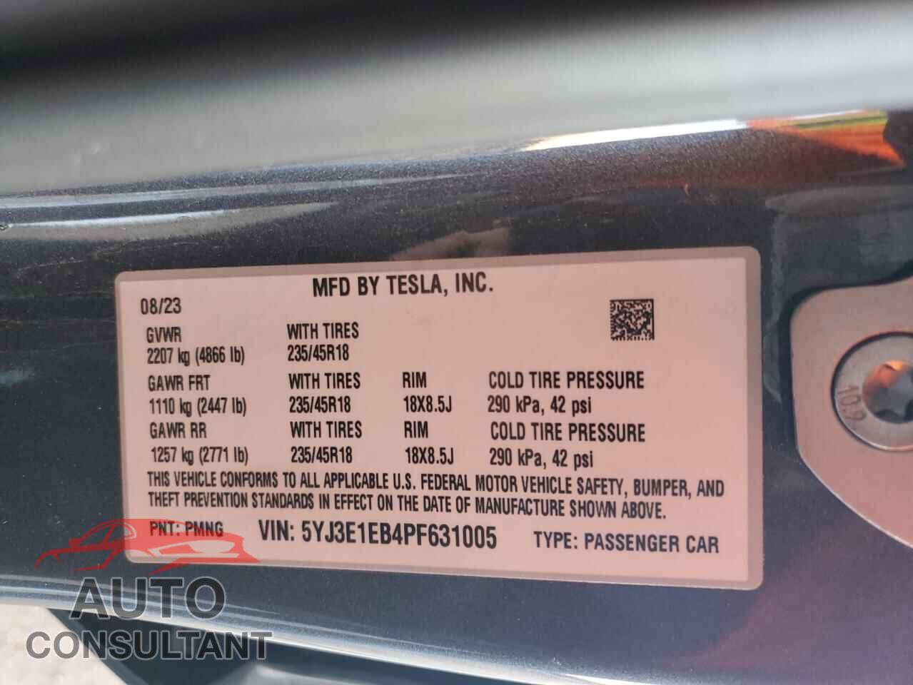 TESLA MODEL 3 2023 - 5YJ3E1EB4PF631005