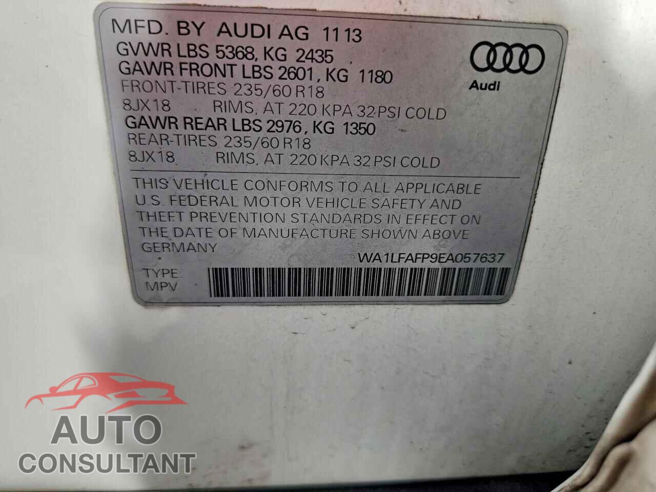 AUDI Q5 2014 - WA1LFAFP9EA057637