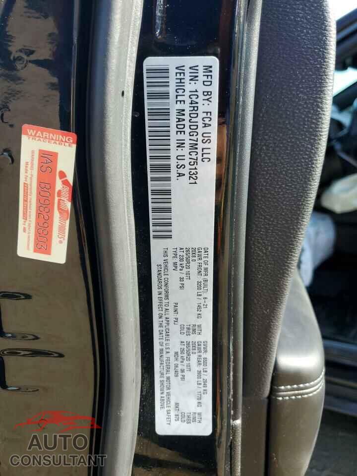 DODGE DURANGO 2021 - 1C4RDJDG7MC751321