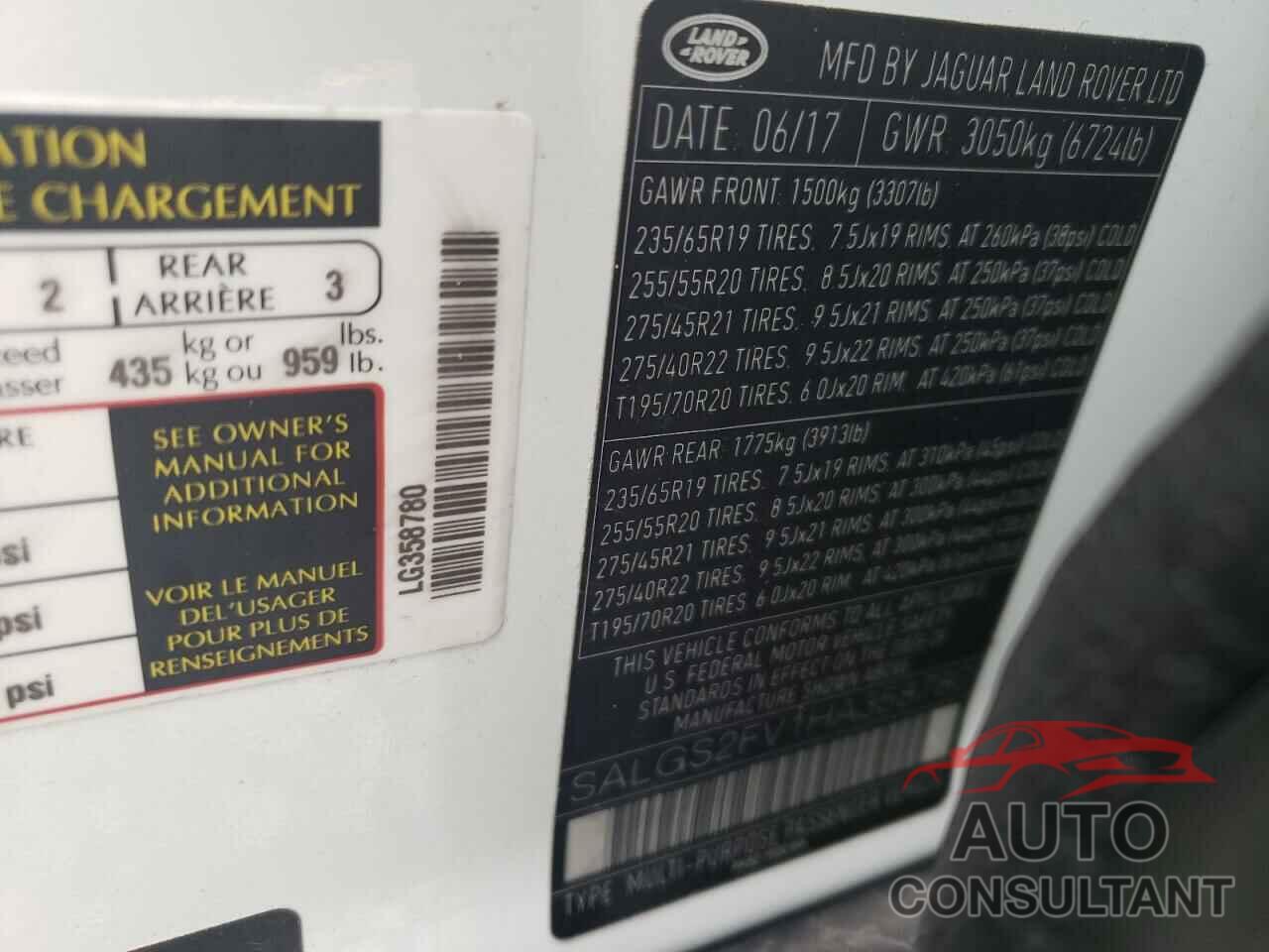 LAND ROVER RANGEROVER 2017 - SALGS2FV1HA358780