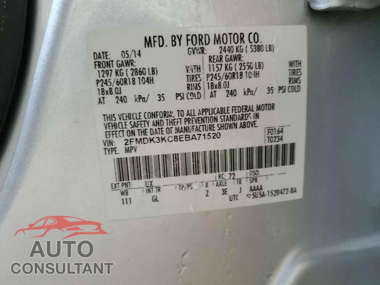 FORD EDGE 2014 - 2FMDK3KC8EBA71520