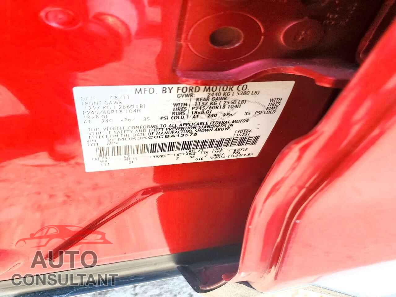 FORD EDGE 2012 - 2FMDK3KC0CBA13575