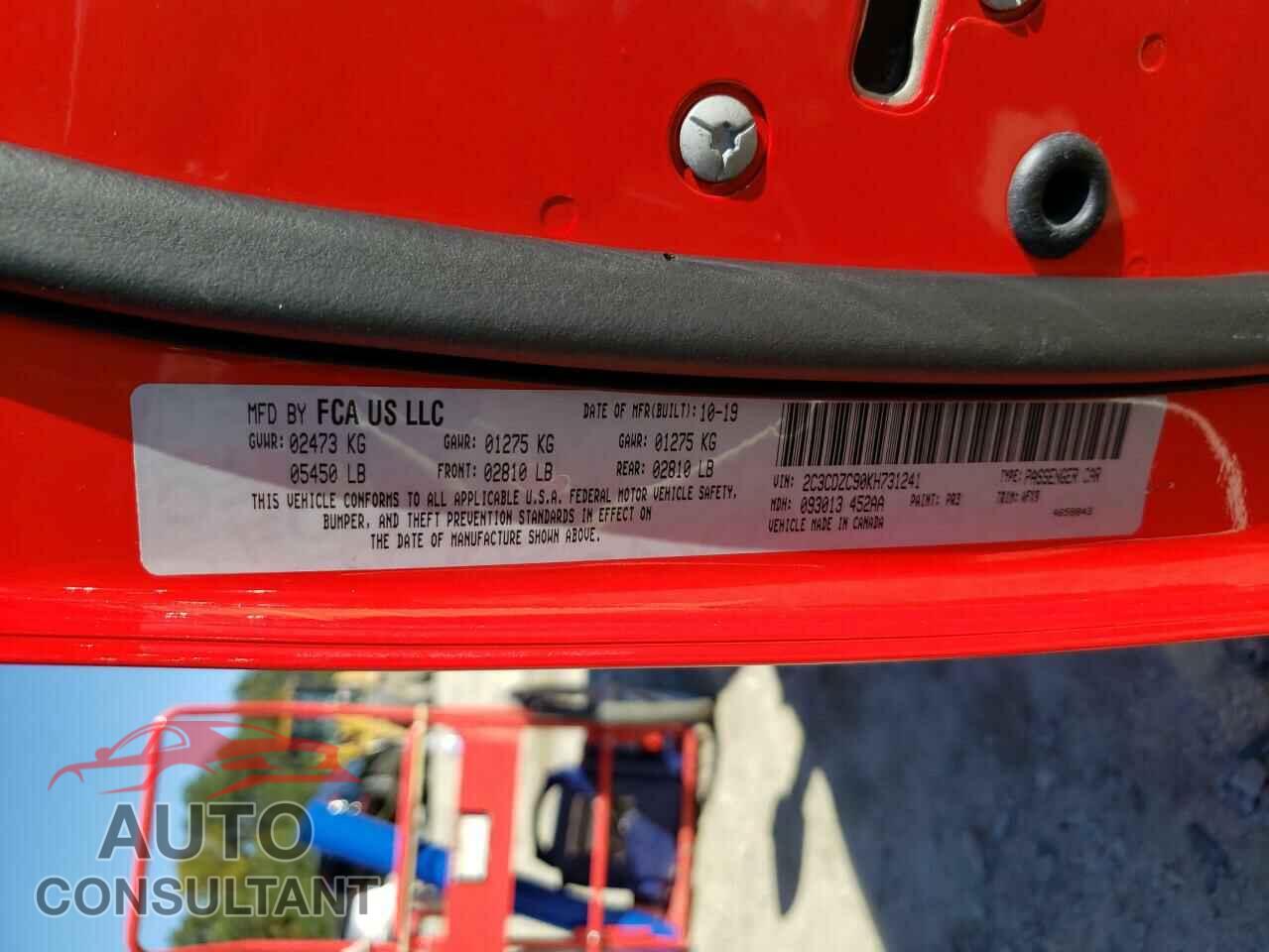 DODGE CHALLENGER 2019 - 2C3CDZC90KH731241