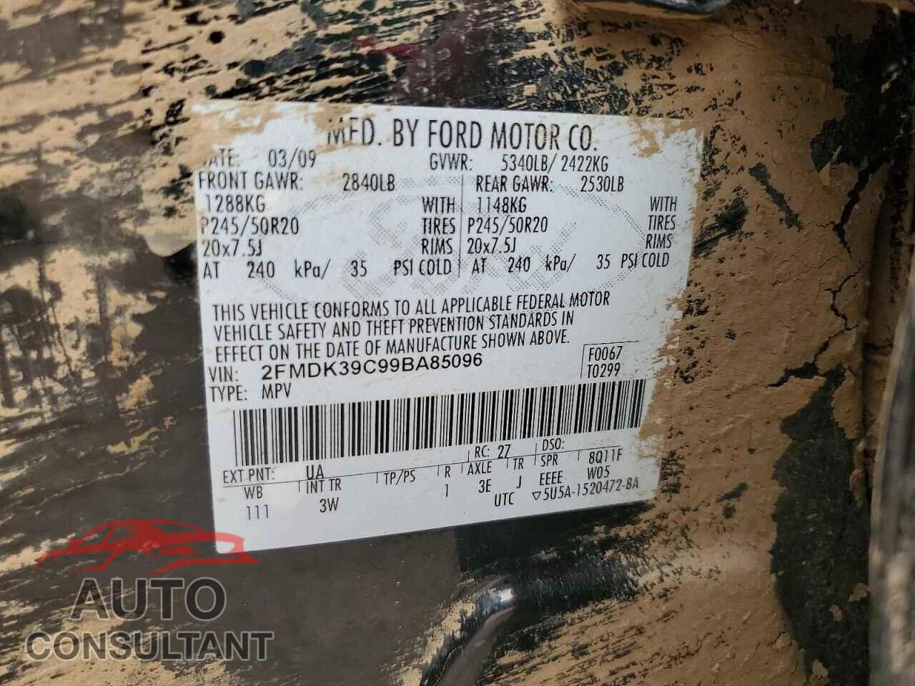 FORD EDGE 2009 - 2FMDK39C99BA85096