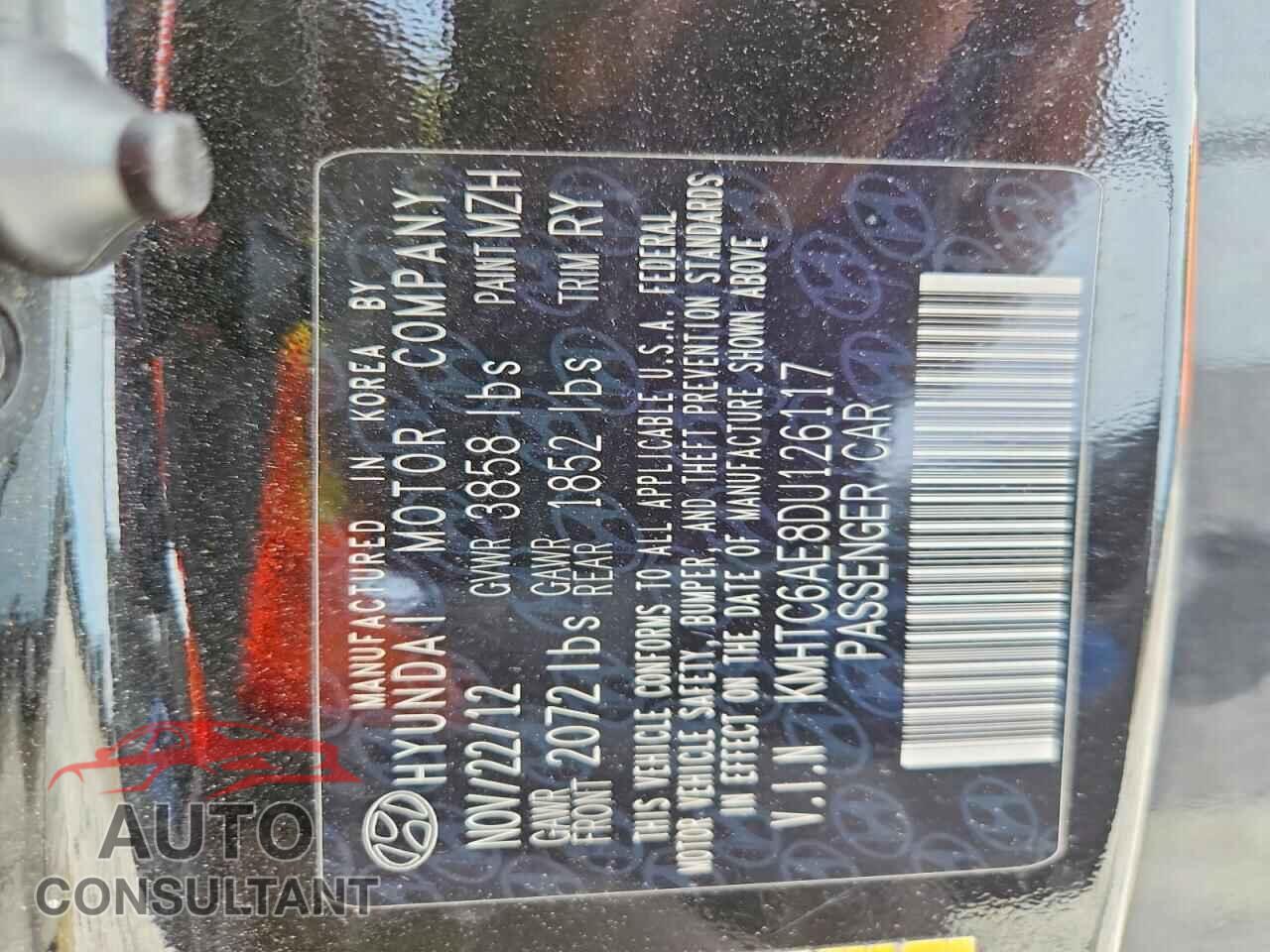 HYUNDAI VELOSTER 2013 - KMHTC6AE8DU126117