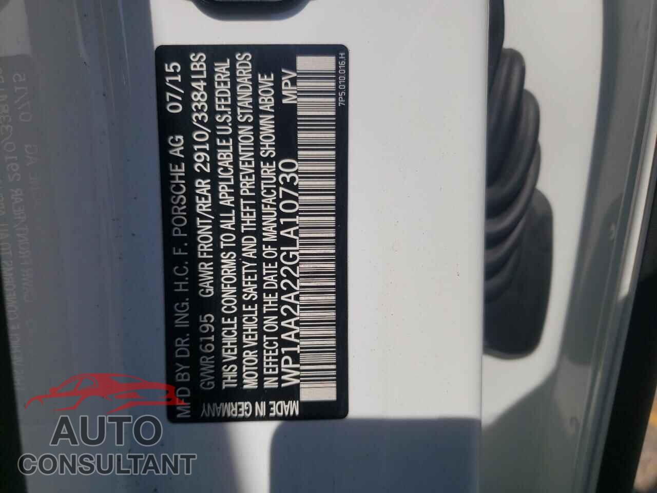 PORSCHE CAYENNE 2016 - WP1AA2A22GLA10730