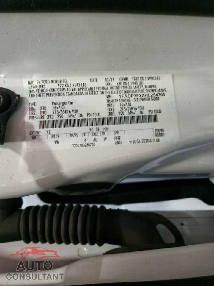 FORD FOCUS 2017 - 1FADP3F2XHL254760