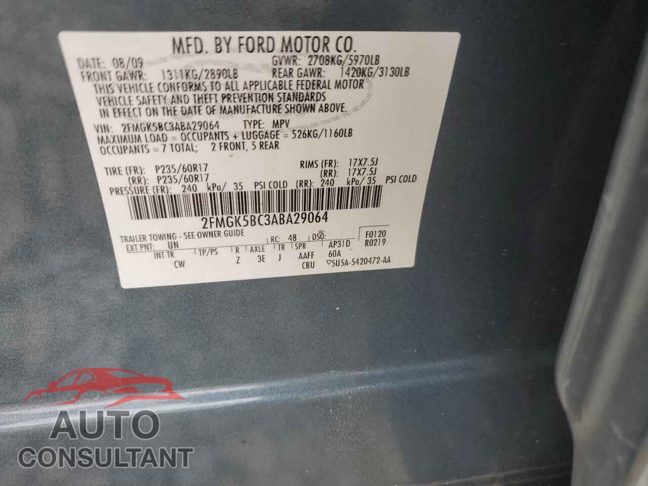 FORD FLEX 2010 - 2FMGK5BC3ABA29064