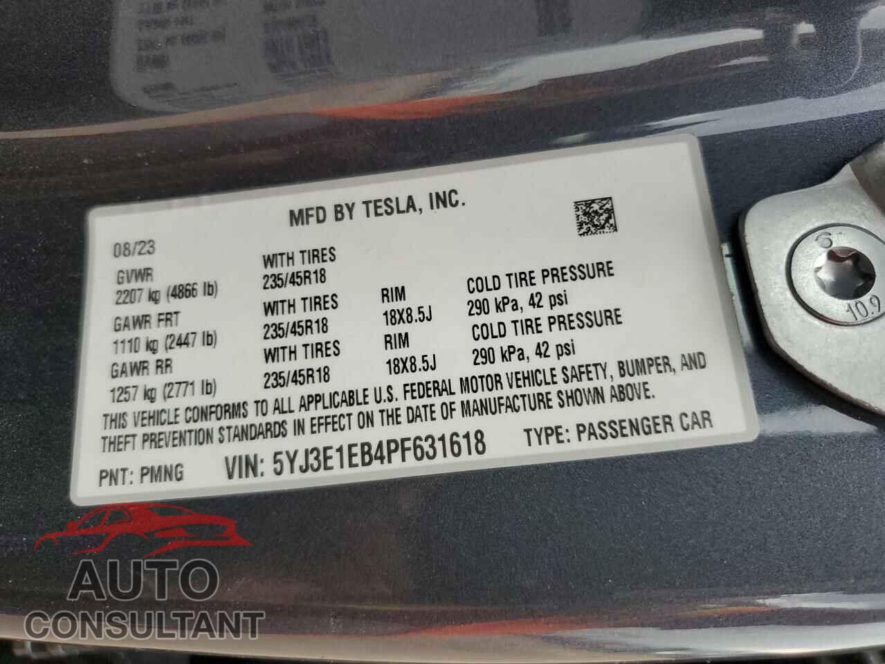 TESLA MODEL 3 2023 - 5YJ3E1EB4PF631618