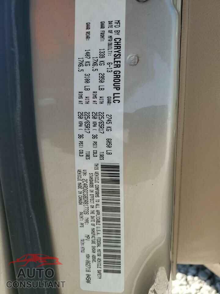 DODGE CARAVAN 2013 - 2C4RDGCG8DR817726