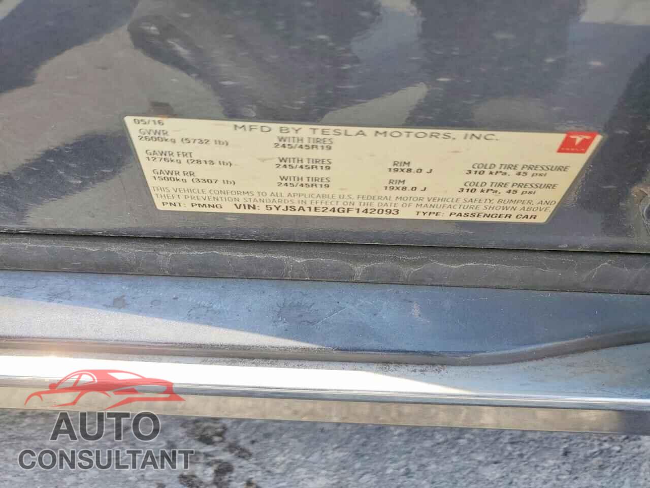 TESLA MODEL S 2016 - 5YJSA1E24GF142093