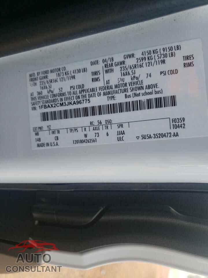 FORD TRANSIT CO 2018 - 1FBAX2CM3JKA96775
