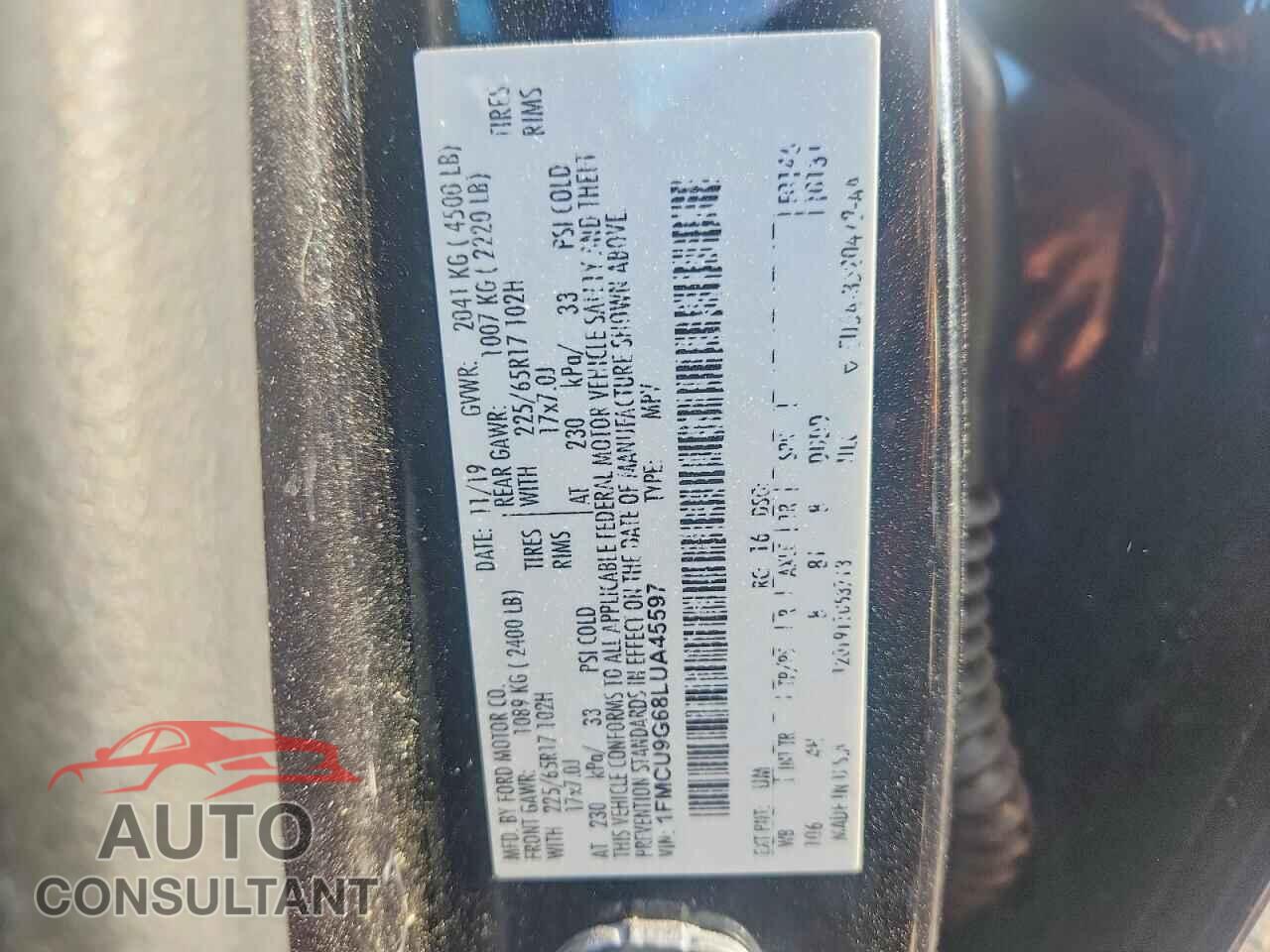 FORD ESCAPE 2020 - 1FMCU9G68LUA45597