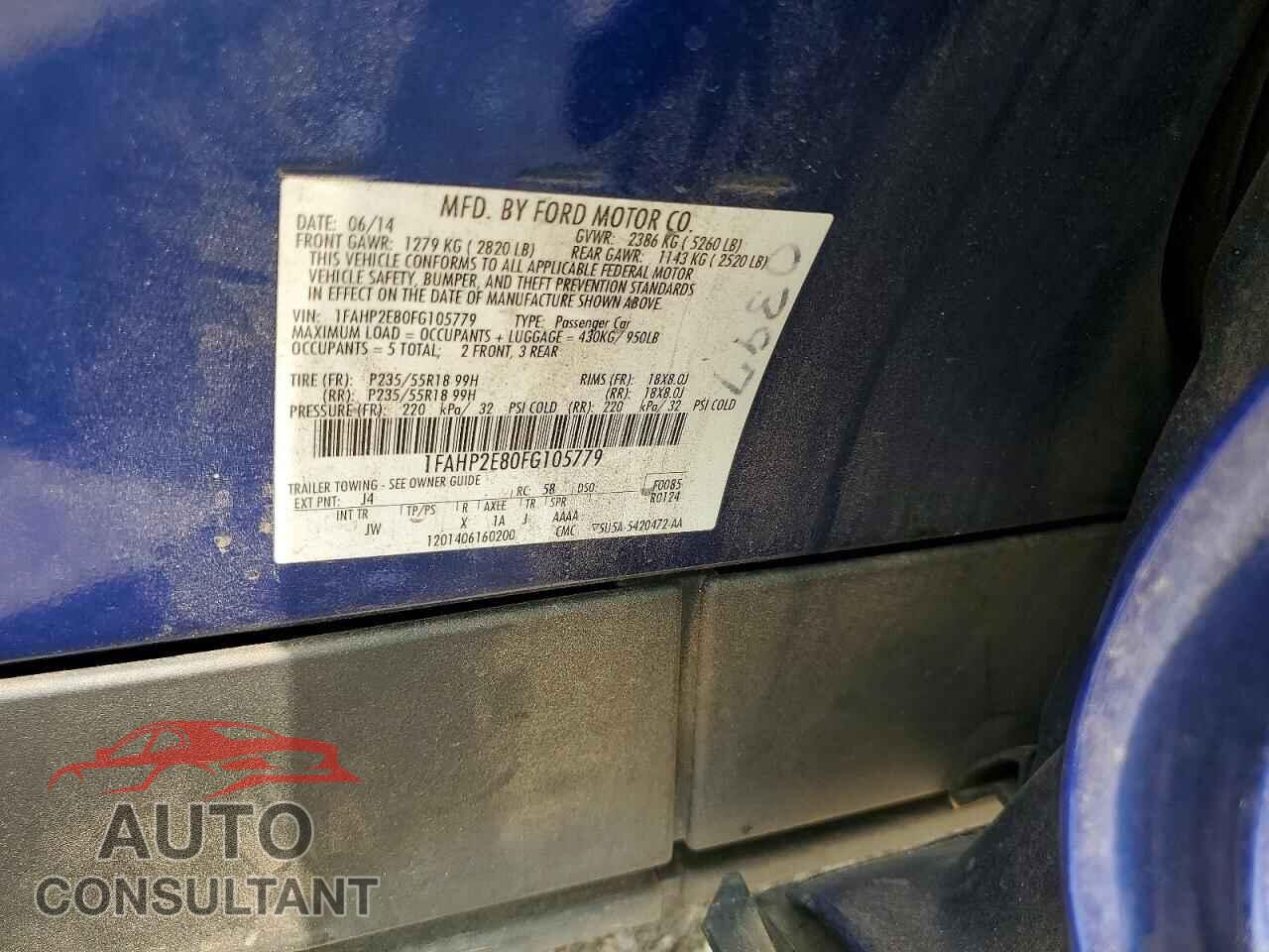 FORD TAURUS 2015 - 1FAHP2E80FG105779